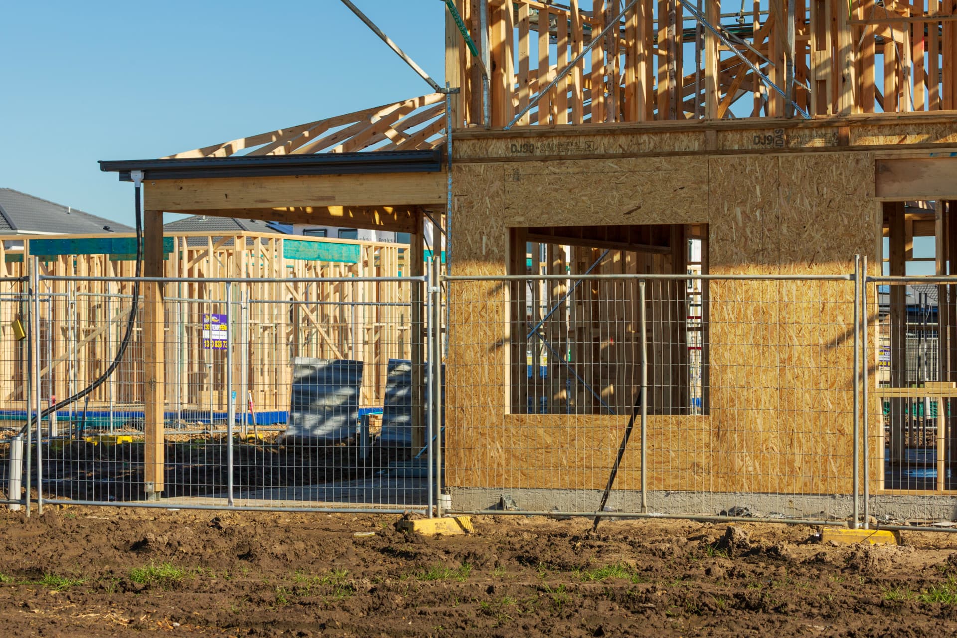 A construction site with workers and equipment
